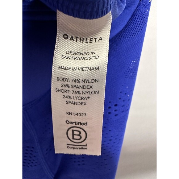 ATHLETA PHENOM CAMO 7/8 Royal Blue Perforated Leggings Women’s Size Medium - Picture 6 of 11